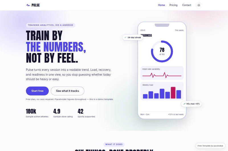 Pulse Fitness website preview